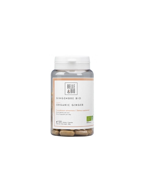 Gingembre bio 120 gélules Belle et Bio aide les défenses immunitaires Herboristerie de paris