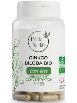Ginkgo Biloba bio 120 gélules Belle et Bio mémoire et concentration Herboristerie de paris