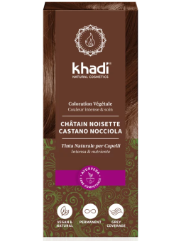 Coloration végétale Noisette Naturel chatain foncé 100g Khadi soin colorant Herboristerie de paris