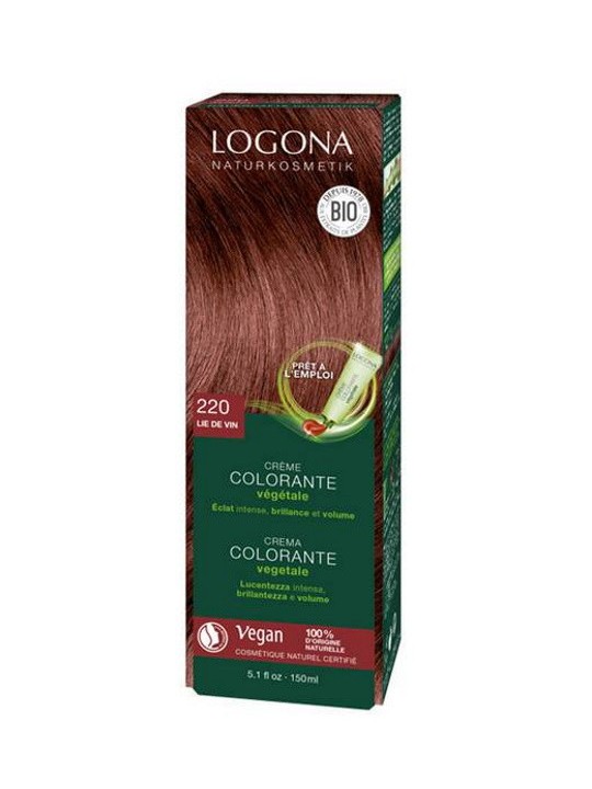 Crème colorante Lie de vin 202 cheveux chatains 150 ml Logona herboristerie de paris