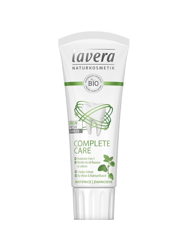 Dentifrice Menthe complete care au fluor 75 ml Lavera miswak Herboristerie de paris