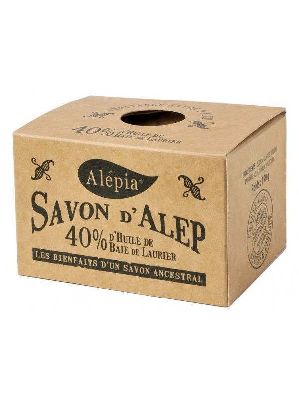 Savon d'Alep ancestral 40% baie de Laurier 190 gr Alepia savon traitant Herboristerie de paris