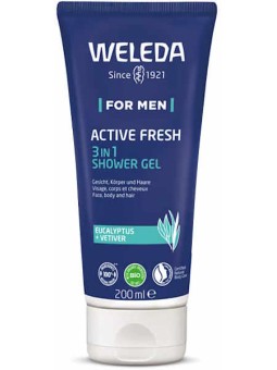 gel douche 3 en 1 Active Fresh 200ml pour homme énergisant  Weleda gel douche bio Herboristerie de paris