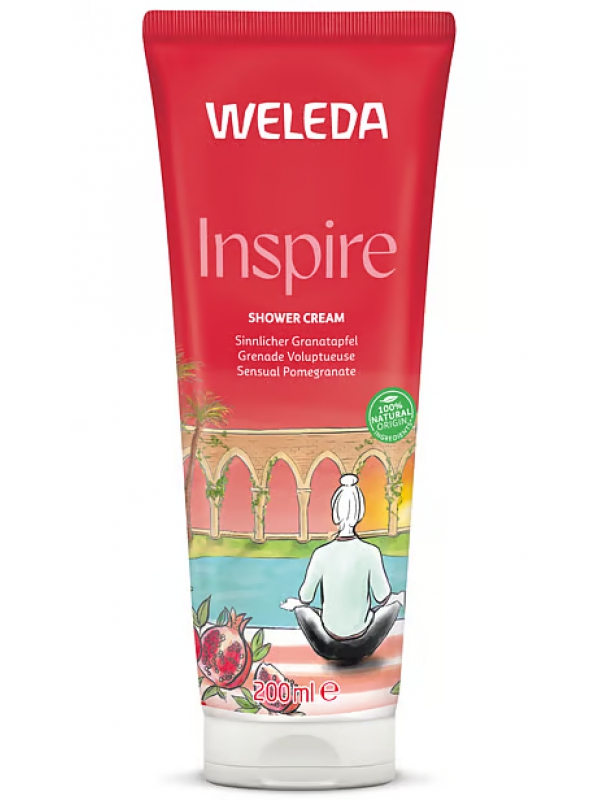 Crème de douche à la grenade bio Eveil des sens 200 ml Weleda peaux réactives Natrue Herboristerie de paris