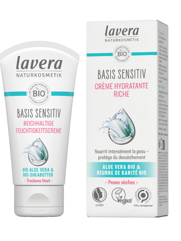 Crème hydratante riche Aloe Vera bio et Karité bio BASIS 50 ml Lavera Herboristerie de paris