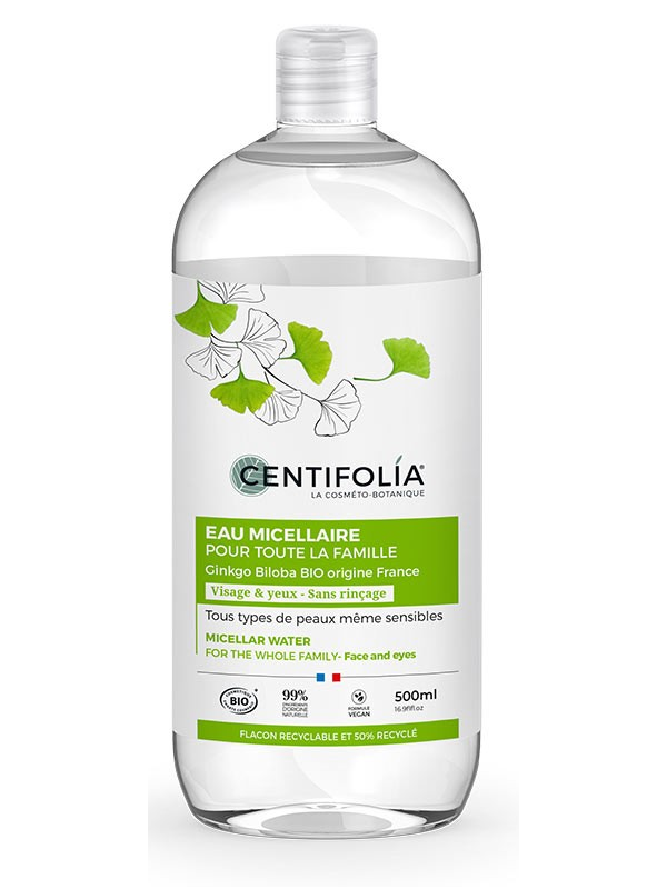 Eau Micellaire pour toute la famille ginkgo 500ml Centifolia Herboristerie de paris