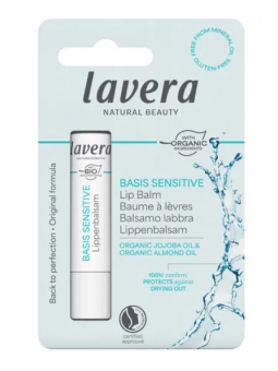Baume à lèvres Jojoba Amande douce Basis Sensitiv 4.5g Lavera stick lèvres bio Herboristerie de paris