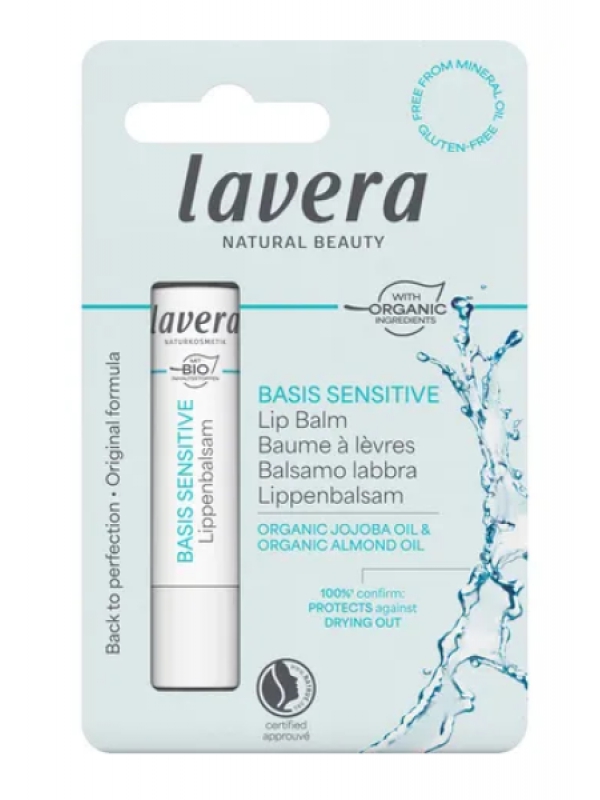 Baume à lèvres Jojoba Amande douce Basis Sensitiv 4.5g Lavera stick lèvres bio Herboristerie de paris
