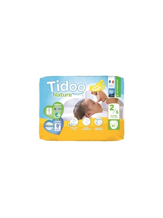 31 Couches Single Pack (T2/S) 3/6kg Tidoo Herboristerie de Paris