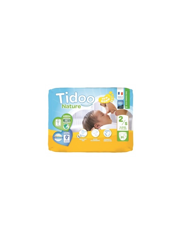 31 Couches Single Pack (T2/S) 3/6kg Tidoo Herboristerie de Paris