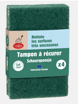 4 tampons à récurer fabriqués à 100% à partir de bouteilles plastiques Droguerie Ecologique Herboristerie de Paris