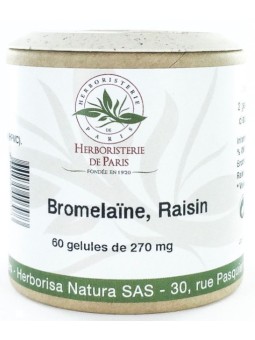 Bromélaine Marc de raisin 60 Gélules végétales Herboristerie de Paris bromélase enzyme 