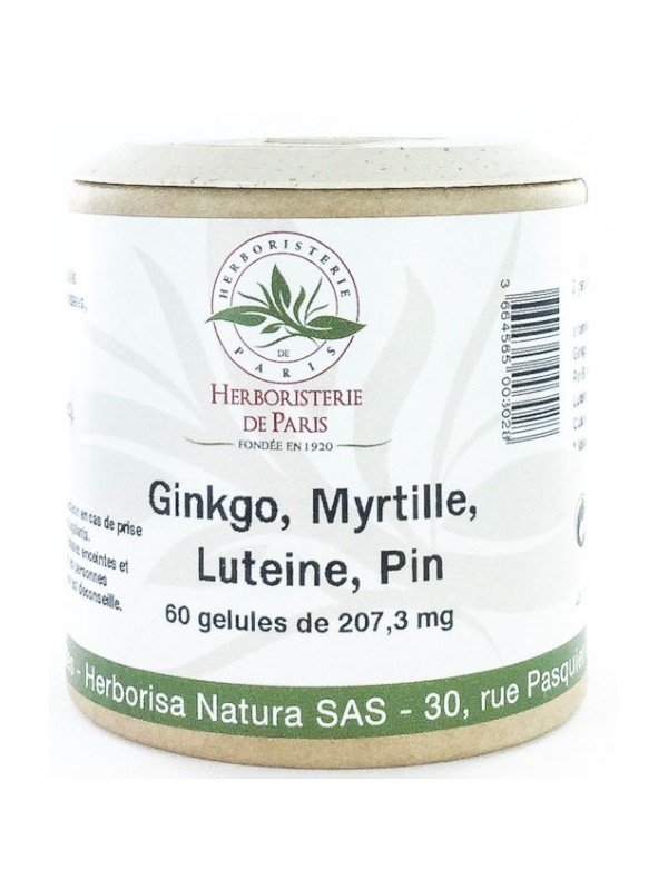 Ginkgo Myrtille Lutéine OPC Zéaxanthine 60 Gélules Herboristerie de Paris santé oculaire