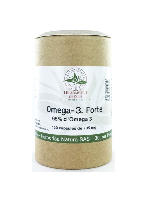 Omega 3 forte 65% 120 capsules de 705 mg Herboristerie de paris EPA DHA acides gras essentiels pression sanguine normale