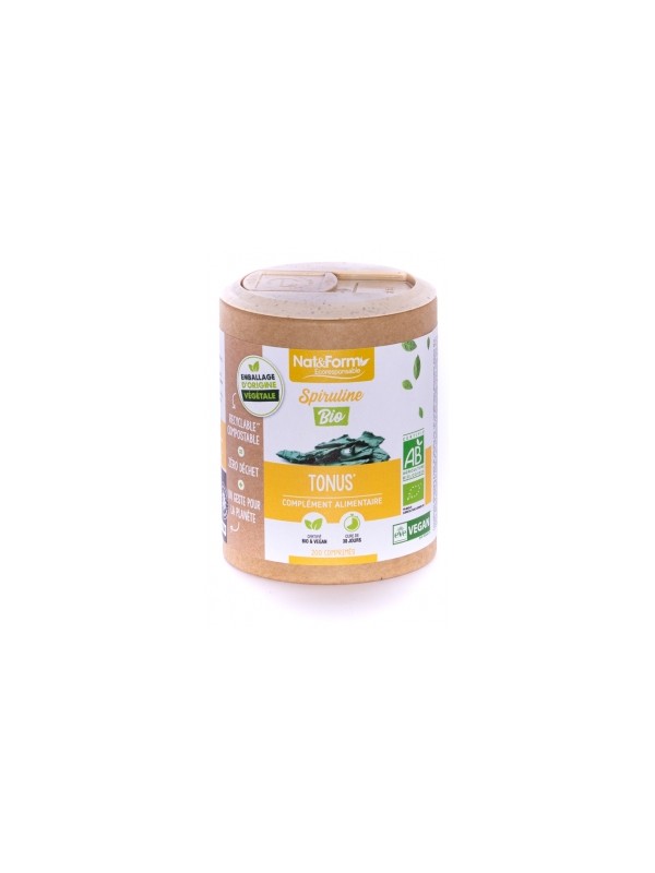 Spiruline Bio 90 comprimés Nat et Form Eco Herboristerie de paris phycocyanine