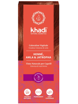 Coloration végétale Henné Amla et Jatropha cuivré 100 gr Khadi reflets cuivrés Herboristerie de paris