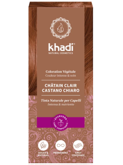 Coloration végétale Chatain Clair 100 gr Khadi teinte reflets acajou Herboristerie de paris