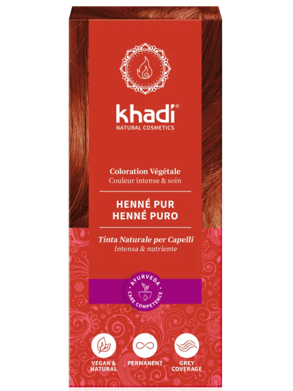 Coloration végétale Henné Pur cuivré 100 gr Khadi acajou ou cré Herboristerie de paris