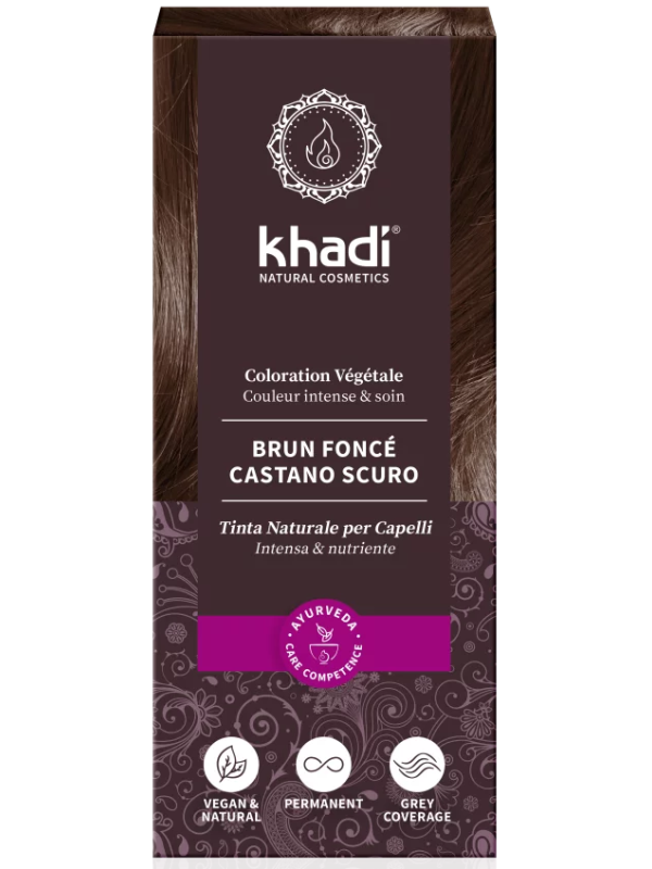  Coloration végétale Marron Foncé 100 gr Khadi brun soin colorant Herboristerie de paris