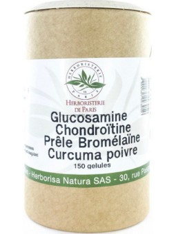 Glucosamine chondroïtine Prêle Bromélaïne Curcuma Poivre 150Gélules Herboristerie Paris articulations arti chondroitine