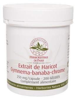 Gluci silhouette Extrait de Haricot Gymnema Banaba Chrome 200 Gélules Herboristerie de paris glycémine minceur