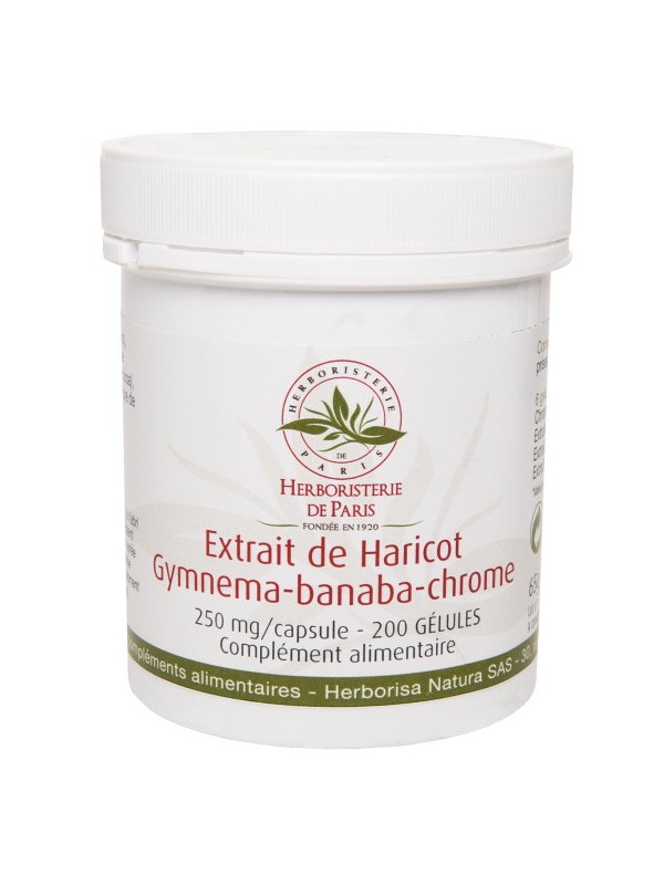 Gluci silhouette Extrait de Haricot Gymnema Banaba Chrome 200 Gélules Herboristerie de paris glycémine minceur
