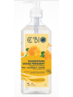 Shampooing usage fréquent Miel Calendula Avoine 1L C'bio shampoing ecocert Herboristerie de paris