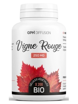 Vigne Rouge Bio 250 mg 200 gélules végétales GPH Diffusion anthocyanes vitis vinifera Herboristerie de paris