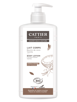 Lait adoucissant Vanille Coco 500 ml Cattier Paris lait corporel bio Herboristerie de paris