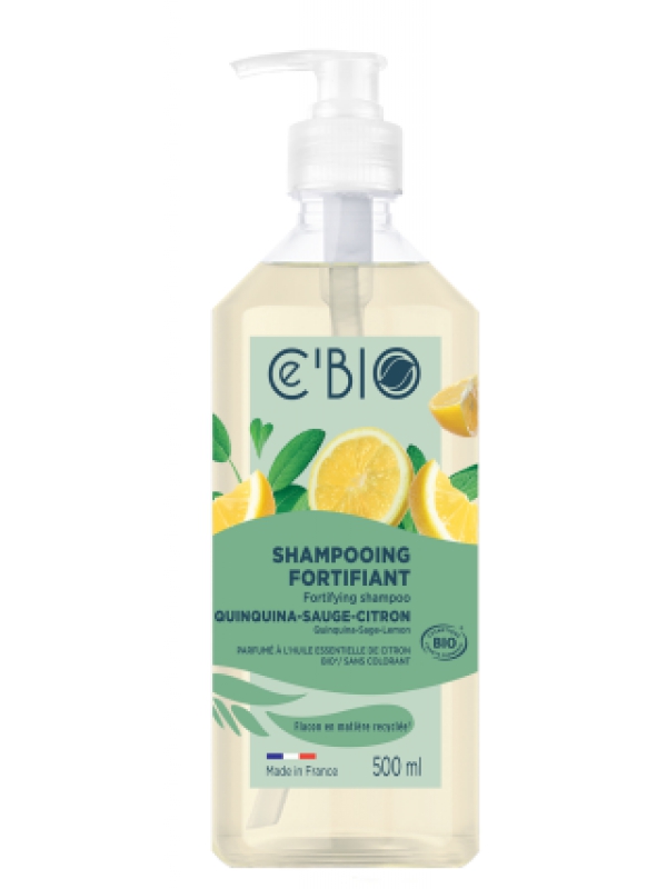 Shampooing fortifiant Quinquina Sauge Citron 500 ml C'BIO ortie buis Herboristerie de paris