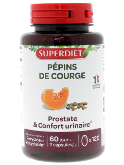 Huile de Pepins de Courge 120 capsules Super Diet confort urinaire de l'homme Herboristerie de paris