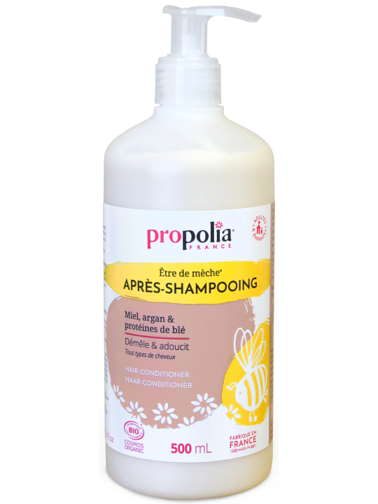 Après shampoing Certifié Bio Miel Argan et Protéines de blé 500ml Propolia être de mèche Herboristerie de Paris