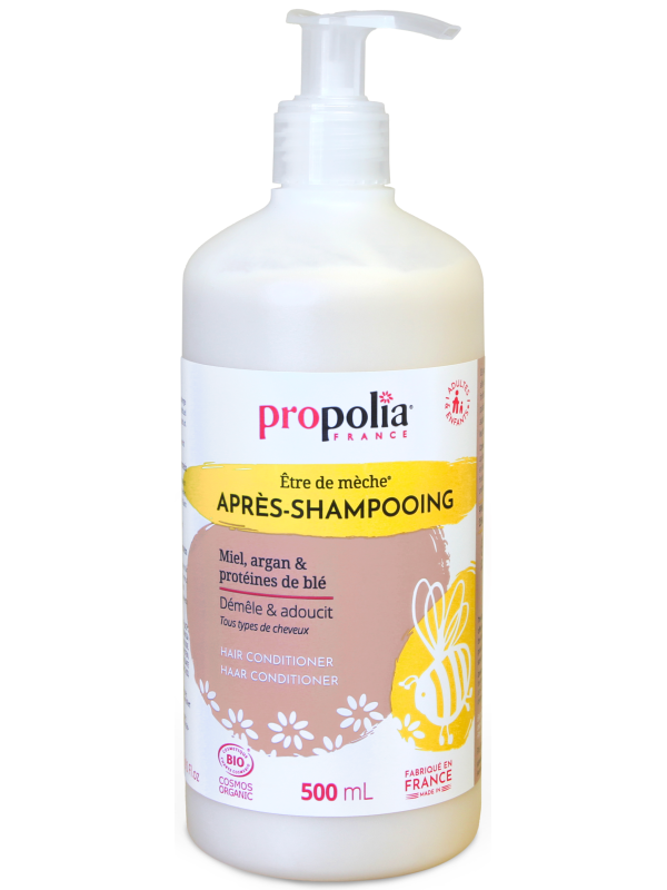 Après shampoing Certifié Bio Miel Argan et Protéines de blé 500ml Propolia être de mèche Herboristerie de Paris