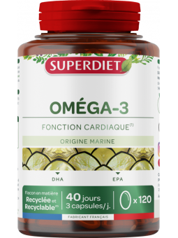Omega 3  120 capsules Super Diet EPA DHA Herboristerie de paris fonction cardiaque normale