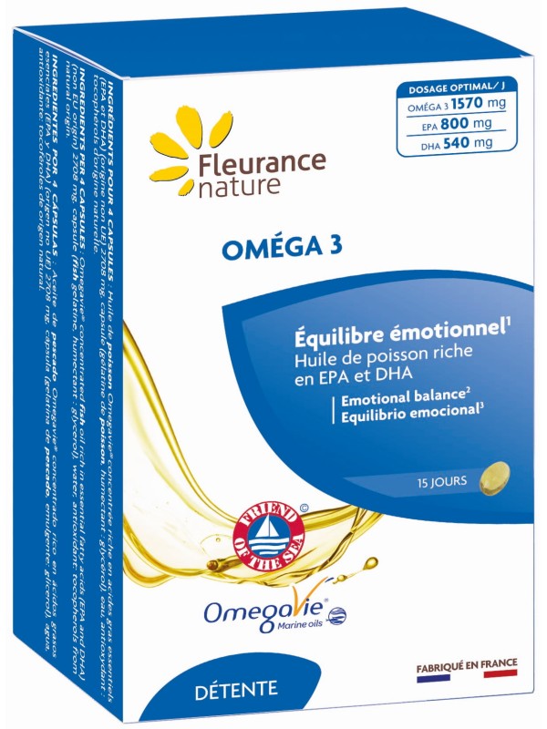 Oméga 3 Omégavie 60 capsules Fleurance Nature mémoire concentration coeur cerveau vision Herboristerie de paris