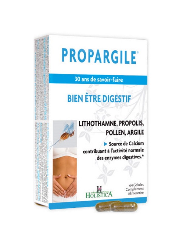 Propargile Digestion 64 gelules Holistica argile propolis Herboristerie de paris