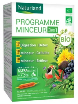 Programme Minceur Bio Lot de 3 boites ampoule Naturland draineur detox Herboristerie de paris