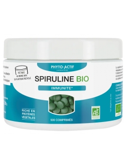 Spiruline bio Immunité Fatigue 500 comprimés Phyto-actif certifiée Ecocert Herboristerie de paris