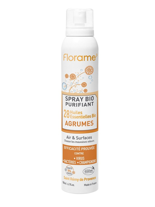 Spray purifiant agrumes aux 28 huiles essentielles 180ml Florame assainissant Herboristerie de paris