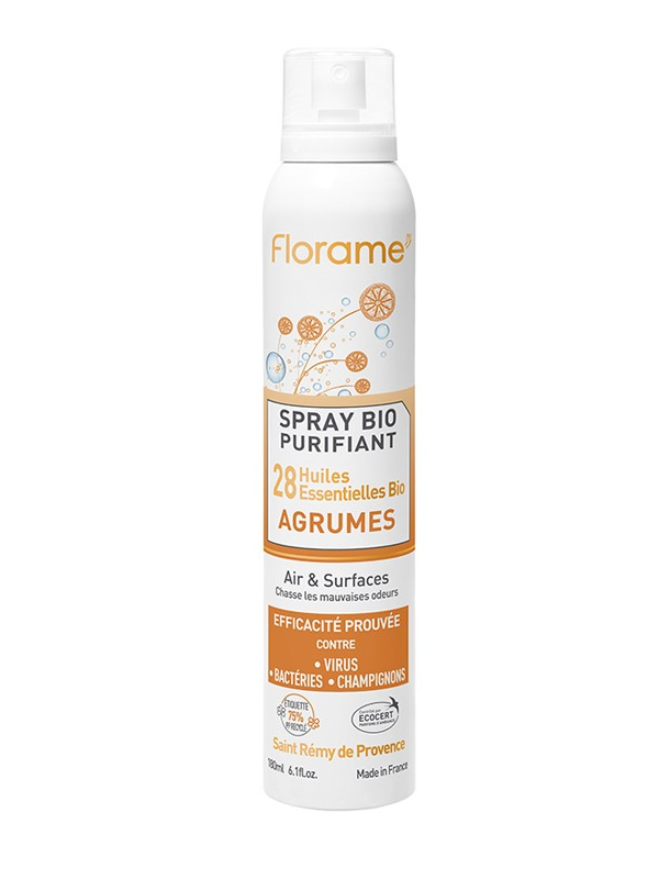Spray purifiant agrumes aux 28 huiles essentielles 180ml Florame assainissant Herboristerie de paris