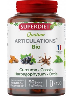 Quatuor Curcuma articulations bio 150 gelules Super Diet fonction articulaire Herboristerie de paris