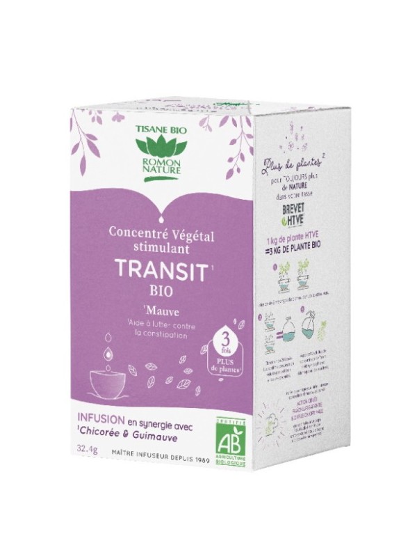 Tisane concentré végétal Transit Bio 18 sachets Romon Nature digestion Herboristerie de paris