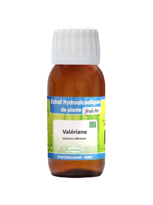 Extrait hydro alcoolique Valériane BIO 60ml Phytofrance aide la qualité du sommeil Herboristerie de paris