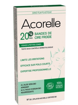 Bandes de cire froide Visage 20 unités + 4 gratuites Acorelle Herboristerie de Paris cire dépilatoire visage