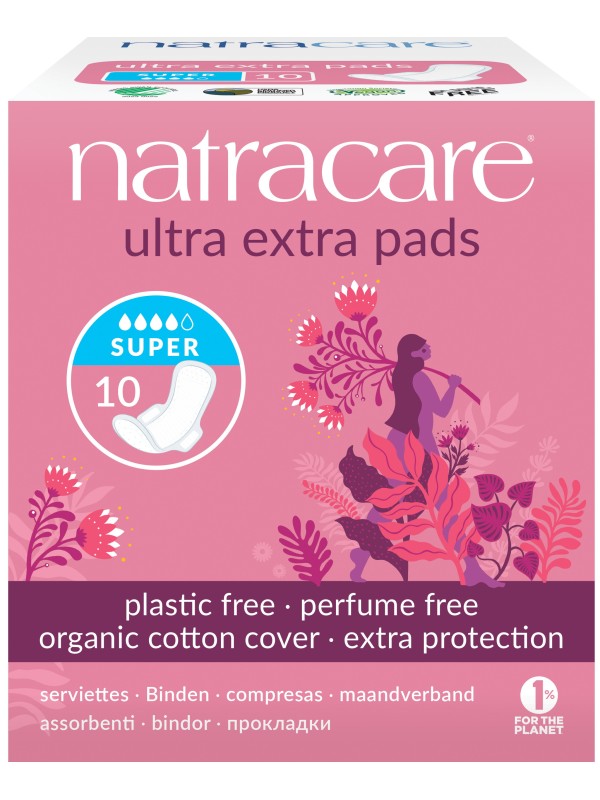 10 Serviettes super ultra extra à ailettes Natracare