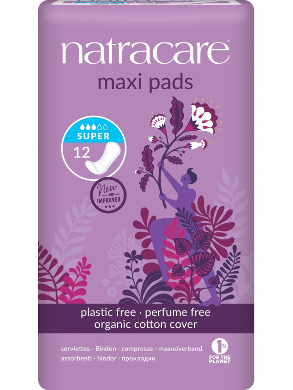 12 Serviettes périodiques Maxi Pads Super Natracare