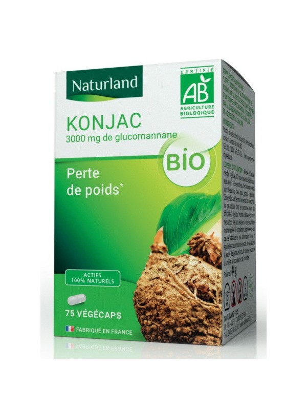 Konjac bio 75 gélules végécaps Naturland glucomananne perte de poids Herboristerie de paris