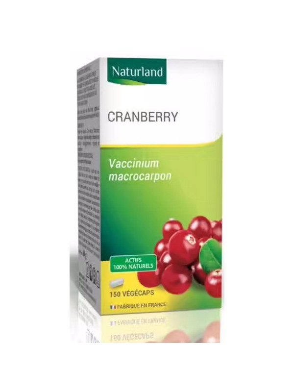 Cranberry bio 150 Gélules Végécaps Naturland femme problèmes urinaires Herboristerie de paris