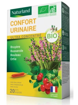 Confort urinaire Bio 20 ampoules Naturland Bruyère Busserole Bouleau Ortie Bio 20 ampoules Naturland  Herboristerie de paris