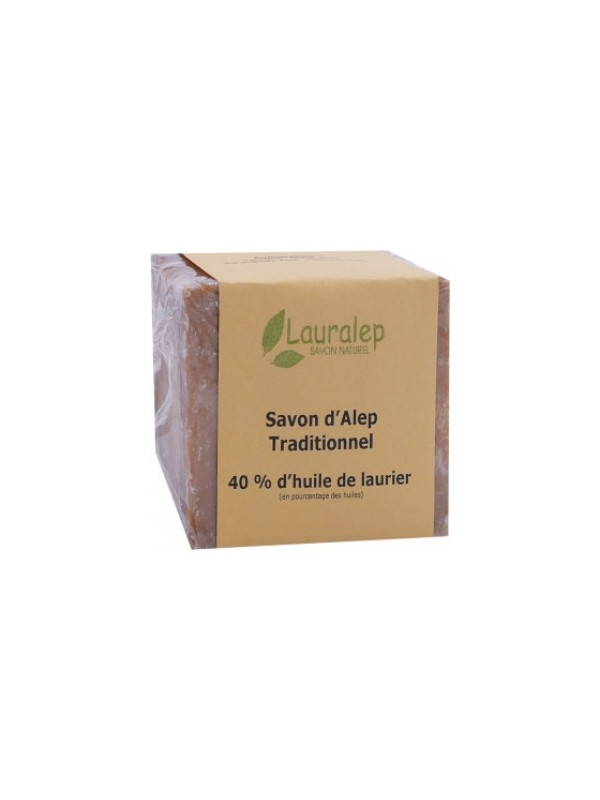 Savon d'Alep Traditionnel 40% 200g Lauralep peaux réactives Herboristerie de paris